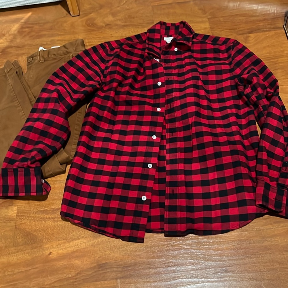 J Crew Crewcuts Buffalo Plaid Cotton Button Down Shirt Long Sleeve - Picture 1 of 5